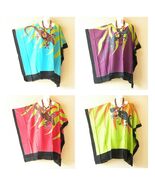 KG66 Gecko Batik Hand Painted Plus Kaftan Poncho Women Blouse Top - up t... - $26.90
