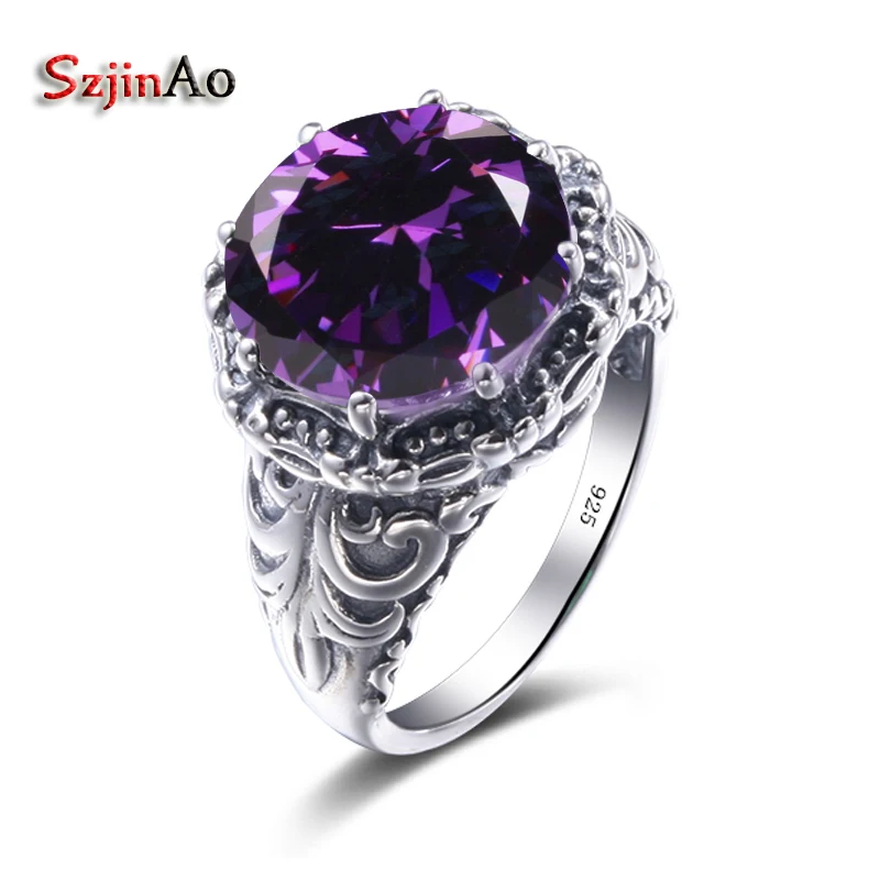Pure 925 Sterling Silver Jewelry Round Amethyst Women Engagement Victori... - £41.14 GBP