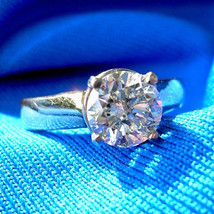 Earth mined Diamond Deco Engagement Ring Vintage Estate Solitaire Solid 14k Gold - €5.580,26 EUR