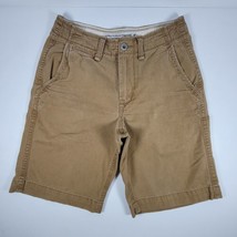 American Eagle Shorts Mens Size 28 Longer Length Chino Khaki Shorts Flat... - $14.96