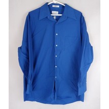 Van Heusen Wrinkle Free Men&#39;s Solid Blue Dress Shirt Size 16  32/33 Large - £11.48 GBP