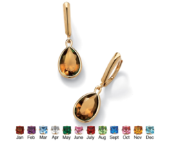 Pear Cut Simulated Birthstone Drop Earrings Gp 14K Gold November Citrine - £80.17 GBP