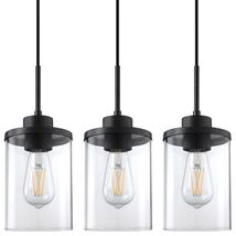 3 Pack Modern Farmhouse Pendant Light 4.7" Clear Glass Black Finish - $262.24 MXN