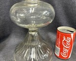 Vintage Mid Century Heavy Clear Glass Kerosene Oil Lamp Base 9&quot; - £11.87 GBP