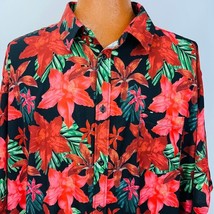 Mcedar Hawaiian Aloha 5 XL Shirt Hibiscus Iris  Palm Leaves Red Floral Tropical - £47.95 GBP