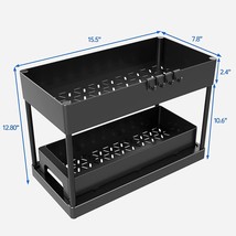Under Sink Organizer with Storage Pull Out Sliding Drawer 2 Tier 4 Hooks NEW - £21.40 GBP