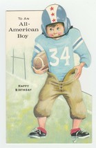 Vintage Birthday Card Football Player To An All American Boy 1960's Gibson - $9.89