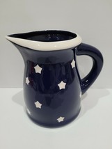 Terramoto Ceramic Patriotic 4th of July Blue Stars Pitcher 7&quot; - $29.99