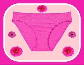 XXL Fuchsia Pink Scatter Rhinestone StretchCotton Victoria&#39;s Secret BIKINI Panty - £9.96 GBP