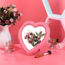 Table Top Mirror Vanity Makeup Cosmetic Portable Beauty Stand Pink Heart Small - £19.85 GBP