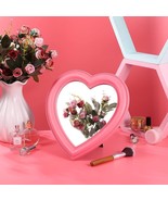 Table Top Mirror Vanity Makeup Cosmetic Portable Beauty Stand Pink Heart... - £19.73 GBP