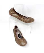 Hush puppies Womens Gold &amp; Brown Leather Metallic Ballet Flat Size 9 - $422.16 MXN