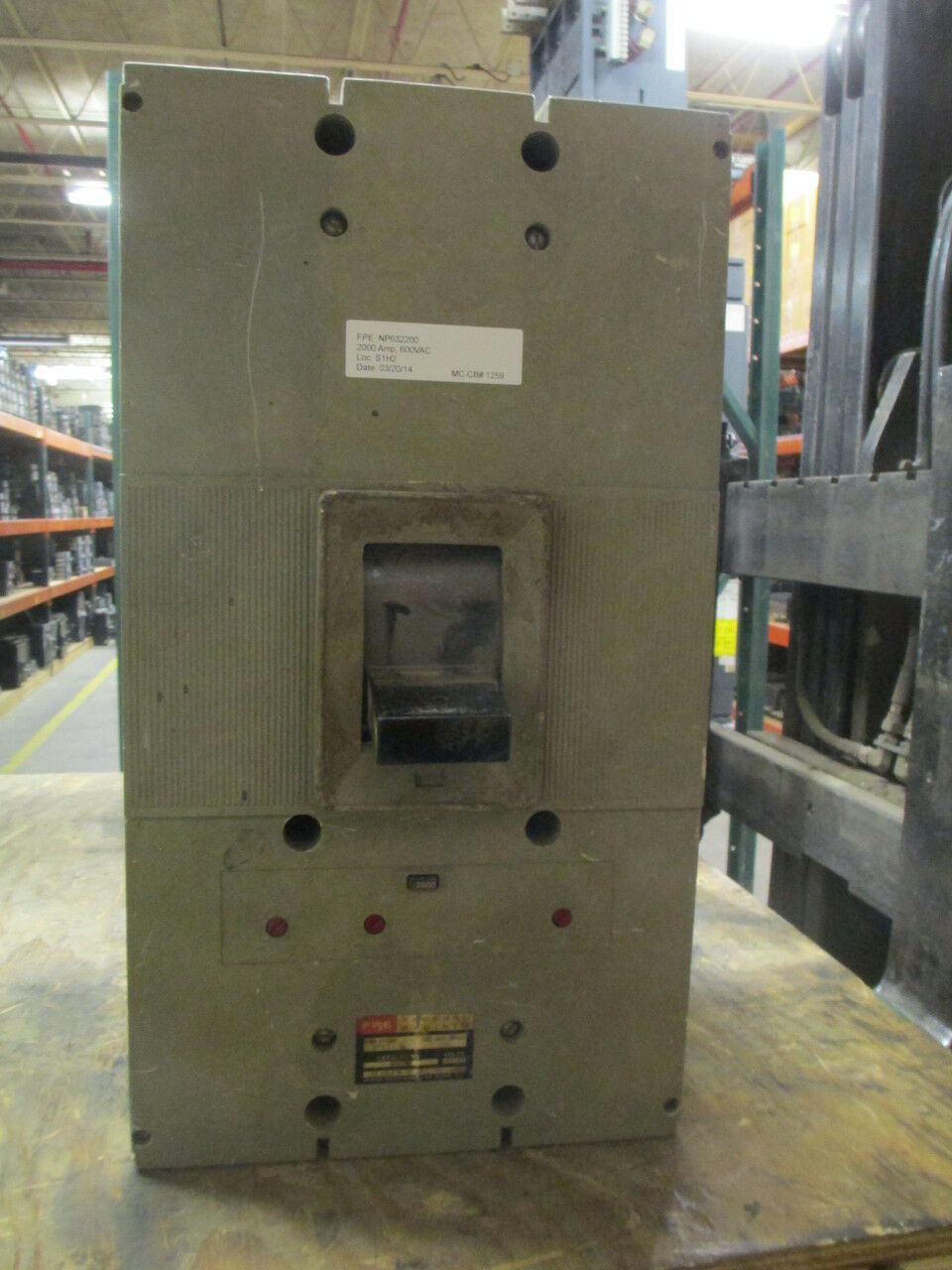 FPE NP631000 2000A Frame 2000A Rated 3P 600V MO/FM Circuit Breaker Used EOk - $4,000.00