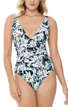 Swim Solutions Women&#39;s Plunge Tummy Control One-Piece Swimsuit Multi, size 8G... - £37.33 GBP