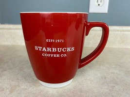 Starbucks Coffee Co. 2008 Bold Red With White Interior 16 Fluid Oz Coffee Mug - £6.24 GBP