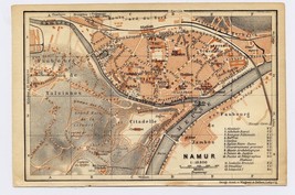1905 Antique City Map Of Namur / Namen / Wallonia / Belgium - £16.82 GBP