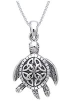 Jewelry Trends Sterling Silver Celtic Turtle Trinity Knot Pendant with 1... - £45.36 GBP