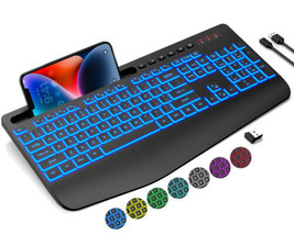 Trueque Wireless Keyboard with 7 Colored Backlits, Wrist Rest, Phone Hol... - $136.76