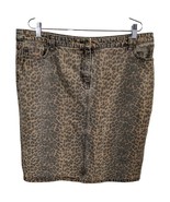 Leopard Skirt Denim Sz 18 Cheetah Print Jean Back Slit Short Dress High ... - $940.85 MXN