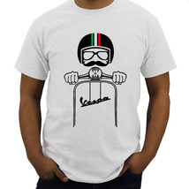 Vespa scooter mustache biker white T-Shirt - £19.98 GBP