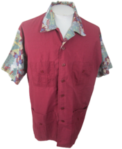 Men vintage Guayabera shirt rockabilly hipster purple wine golf argyle print XXL - £31.00 GBP