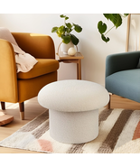 Boucle Mushroom Upholstered Storage Ottoman, Cream - $995.66 MXN