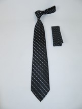 Men's Woven Tie Hankie Set J.Valintin Private Collection R81 Black Gray image 4