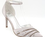 Adrianna Papell Women Ankle Strap Evening Pump Heels US 7.5M Silver Fabric - £25.81 GBP