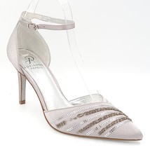 Adrianna Papell Women Ankle Strap Evening Pump Heels US 7.5M Silver Fabric - £25.63 GBP