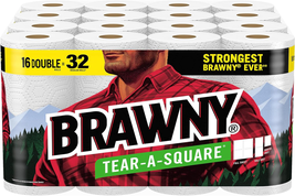 Brawny Tear-A-Square Paper Towels, 16 Double Rolls = 32 Regular Rolls - £67.20 GBP