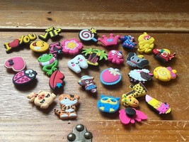Lot of Rubber Crown LIPS Flower Cute Animals Lot of Pink CROC Shoe Charms – - $11.29