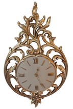 Vintage SYROCO Working Teardrop Wall Clock 24&quot; x 14&quot; Gold Ornate New Movement - £69.86 GBP