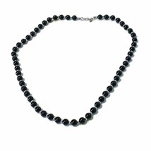 Monet Necklace Black Silver Beaded 24in Signed Contemporary Costume Fashion - £6.17 GBP