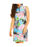 NWT Ladies IBKUL AMELIA BLACK MULTI Sleeveless Mock Golf Dress - S M L &amp;... - $1,335.02 MXN
