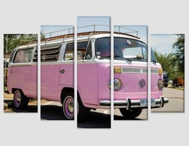 Vintage Volkswagen Kombi Canvas Pink Volkswagen Photo Volkswagen Wall Art Volksw - £38.53 GBP