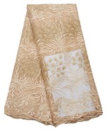 5 Yards Gold Embroidered Organza Mesh Lace WT Stones Fabric -Dresses, Tops, - $85.00