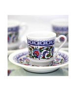 6 pcs x Kutahya Porcelain Coffee Cup Turkish istanbul Topkapi Model Gree... - $1,122.46 MXN