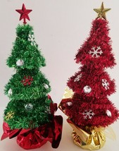 Decorated Tinsel Mini-Christmas Trees Table Top 10.5&quot; 1/Pk, Select: Gree... - £2.39 GBP