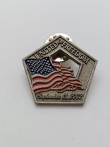 September 11 Memorial Pin United in Freedom America Flag 2002 Vintage Pin - $19.60