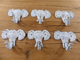 6 Elephant Hooks Coat Hooks Hall Tree Entryway Nursery Room Decor Cast Iron Hat - £29.10 GBP