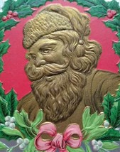 Vintage Santa Claus Christmas Postcard P Sander Gold Faced Saint Nick Embossed - £13.28 GBP