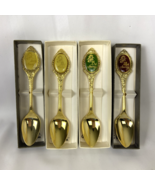Lot of 4 Japan 5&quot; Vintage Wedding Anniversary Gold Plated Spoon Stainles... - $38.69 CAD