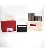 Valentino Rockstud Black Leather Logo Card Case Mini Wallet Red Box NWT - $281.66