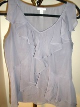 Lovely Women&#39;s J. Crew Silk Ruffled Blouse W/POLYESTER Lining Sz 4 - £30.06 GBP