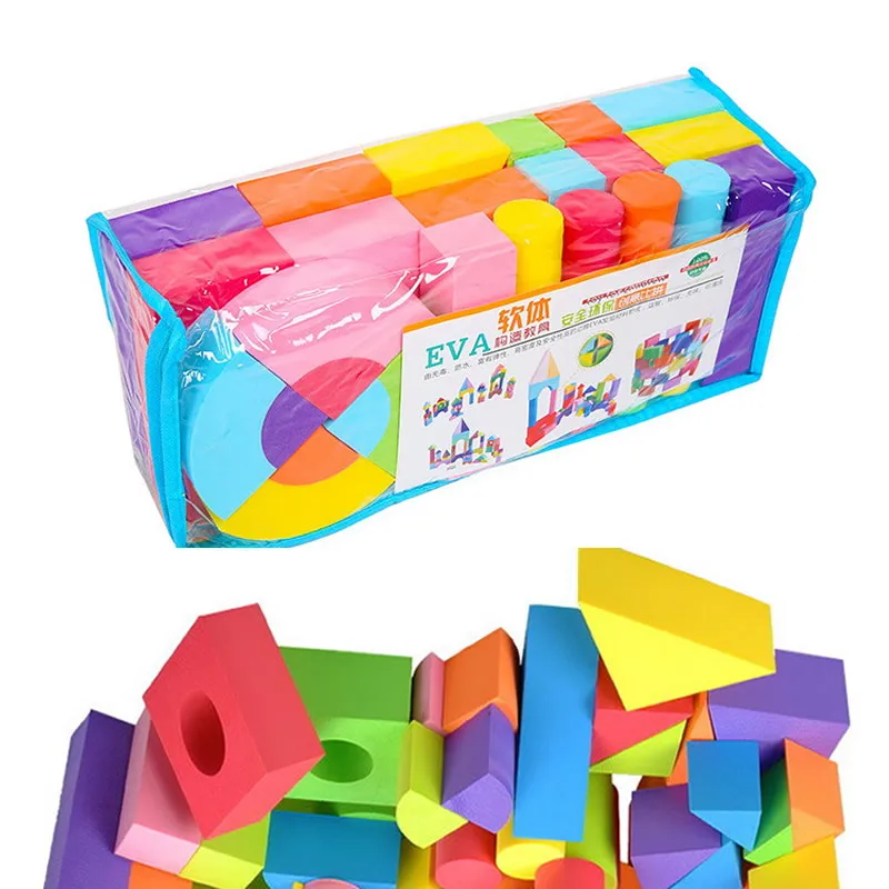 50PCS Colorful EVA Foam Building Blocks Foam Educational Toys Baby Montessori - £24.69 GBP+