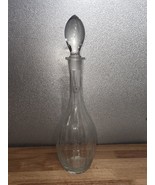 Vintage Toscany Hand-Blown Etched Clear Glass with Stopper-Flowers-Whiskey - $24.08