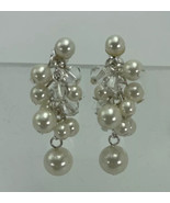 Bel Aire Pearl and Crystal Earrings Ivory Silver Dangle Post Pierced BAE... - $43.62 CAD