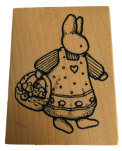 Daisy Kingdom Rubber Stamp Bunny Rabbit with Flower Basket Sheep on Dress Heart - £5.51 GBP