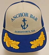 Anchor Bar Jamestown ND Vintage Mesh Snapback Trucker&#39;s Hat Blue White - £22.41 GBP