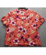 Caribbean Joe Hawaiian Shirt Women XL Multi Floral Short Sleeve Collar B... - $21.44